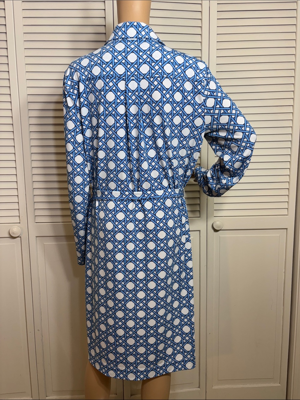 Brooks Brothers Blue and White Geometric Long Sleeves Shirt Dress XL - Picture 11 of 16